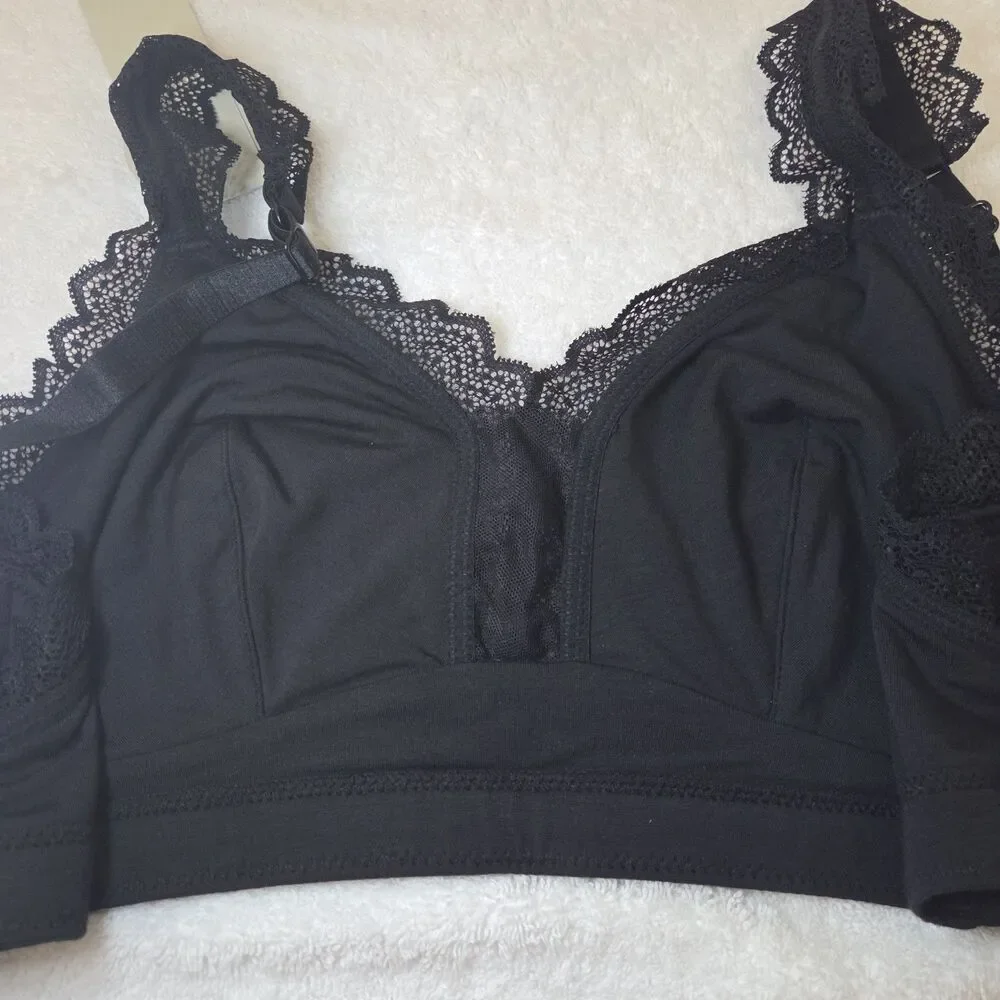 NWT Parfait Dalis P5641 Women's Full Busted Curvy Wire Free Bralette Black 34H - Picture 5 of 6